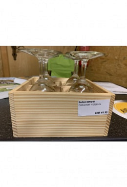 Swisscamper - Gläserset Holzkiste 18 cl inkl. 4 Gläser