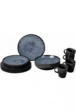 Brunner - Geschirrset Venetian 16-tlg. schwarz / blau