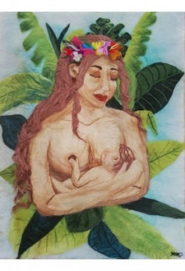 Mutter mit Baby stillend: „Amamentar“