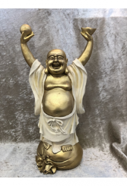 Chin.  Buddha  weiss - gold  stehend