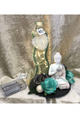 Buddha mit LED auf Schiefer  