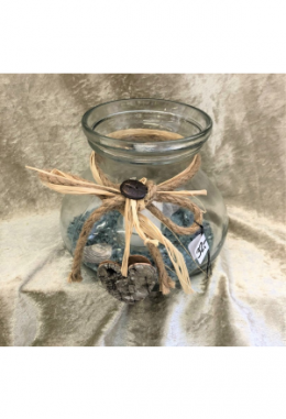 Windlicht in Türkies blau mit Kerze