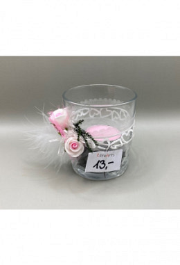Windlicht Glas rosa