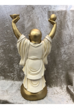 Chin.  Buddha  weiss - gold  stehend