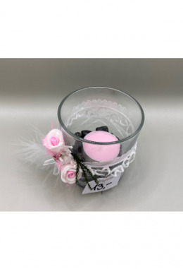 Windlicht Glas rosa