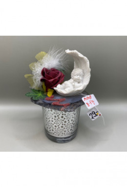 Babyengel auf Achatscheibe LED