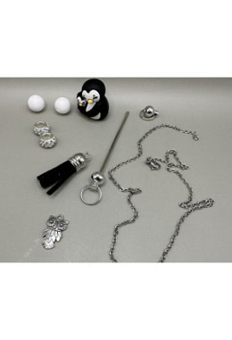 Halskette silber Pinguin mit Baby 7