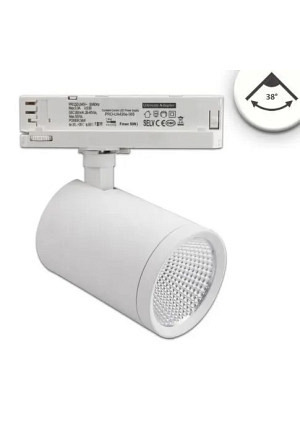 3-Phasen Schienen-Strahler, 35W, 38°, weiss matt, 4000K, CRI90