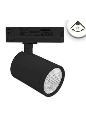 3-Phasen Schienen-Strahler, 35W, 38°, schwarz matt, 4000K, CRI90