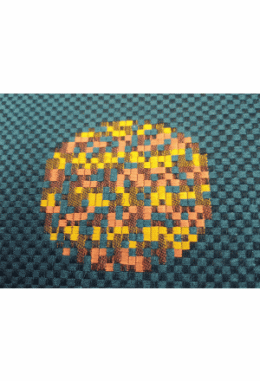 Zierkissen schwarz-grün mit orangen Pu..