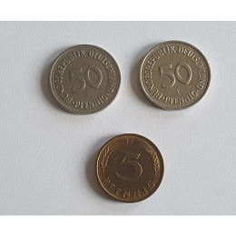2 x 50 / 1 x 5 Pfennig Bundesrebublik ..