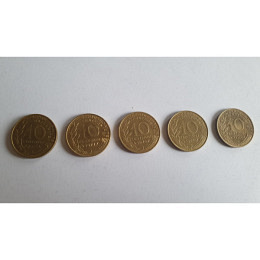 5 Stk. Münzen Frankreich 10 Centimens ..