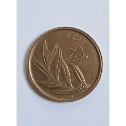 20 Belgische Franc Münze Belgien 1981