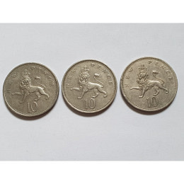 3 x 10 New Pence Münzen England /1970/..