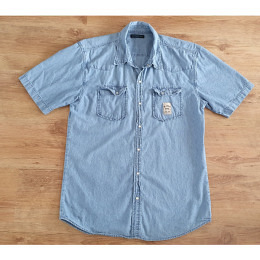 kurzarm Jeans Hemd - COVE Denim XXL