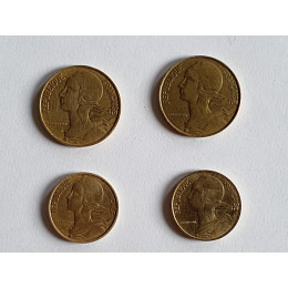 4 Münzen Frankreich 20/10 Centimes 1963/68/92/98