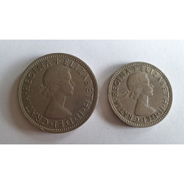 Grossbritannien / 1 Britischer Shilling 1957 / 2 Britischer Shillings 1966
