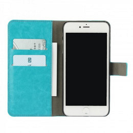 Ledertasche im Bookstyle für iPhone 5 hellblau