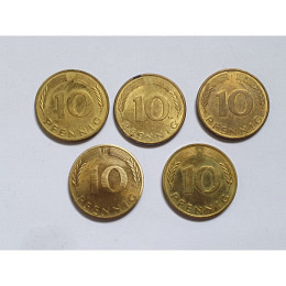 5 Stk. 10 Pfennig Bundesrebublik Deuts..