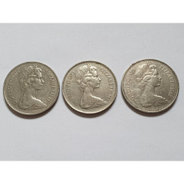 3 x 10 New Pence Münzen England /1970/..