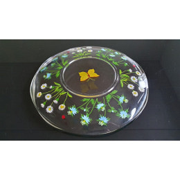 Glasteller gross mit Blumenmuster