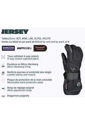 Jersey snowboard gloves men
