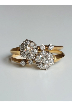 Napoleon III French Toi et Moi Engagement Ring with Rose C..