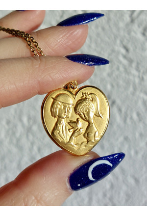 Amoureux de Peynet 18k Gold French Heart Pendant