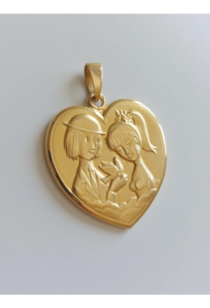 Amoureux de Peynet 18k Gold French Heart Pendant