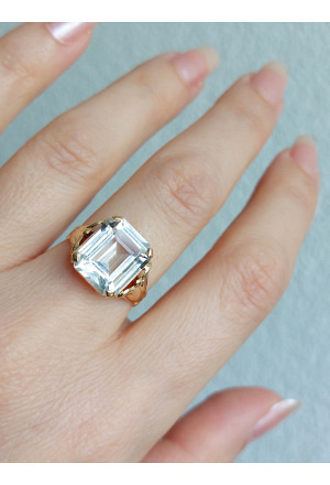 Mid-century Swedish 18k Gold Rock Crystal Ring