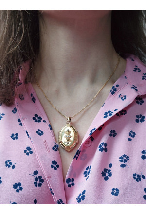 Napoleon III French Gold Locket with Seed Pearls