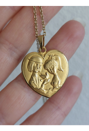 Amoureux de Peynet 18k Gold French Heart Pendant