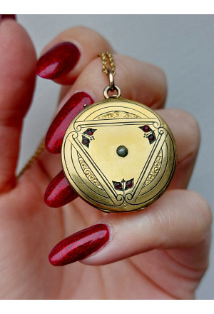 Victorian gold filled Locket with pearl and red stones