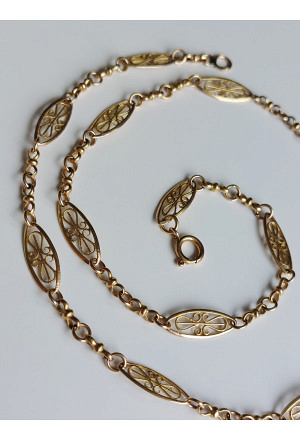 French 18k Gold Art Nouveau Chain