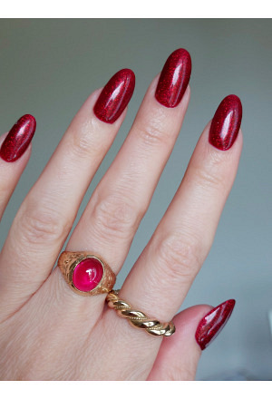 Edwardian 14k Gold Ruby Cabochon Ring