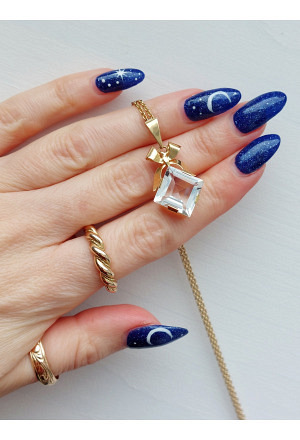 Mid-Century Swedish 18k Gold pendant with a faceted Rock Crystal