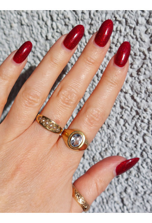 Mid-century 18k Gold Swedish Ring with a Blue Spinel