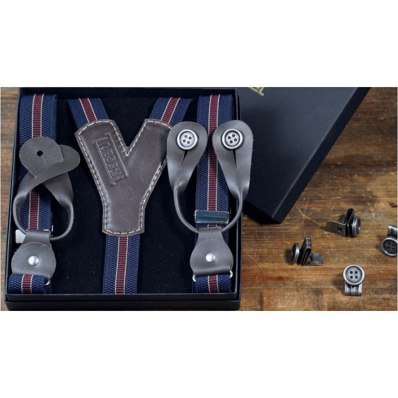 Hosenträger blau/bordeaux gestreift