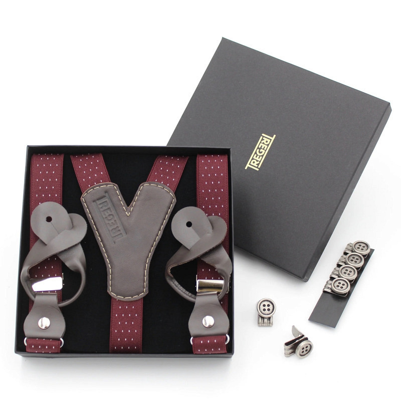 Hosenträger bordeaux gepunktet schmal