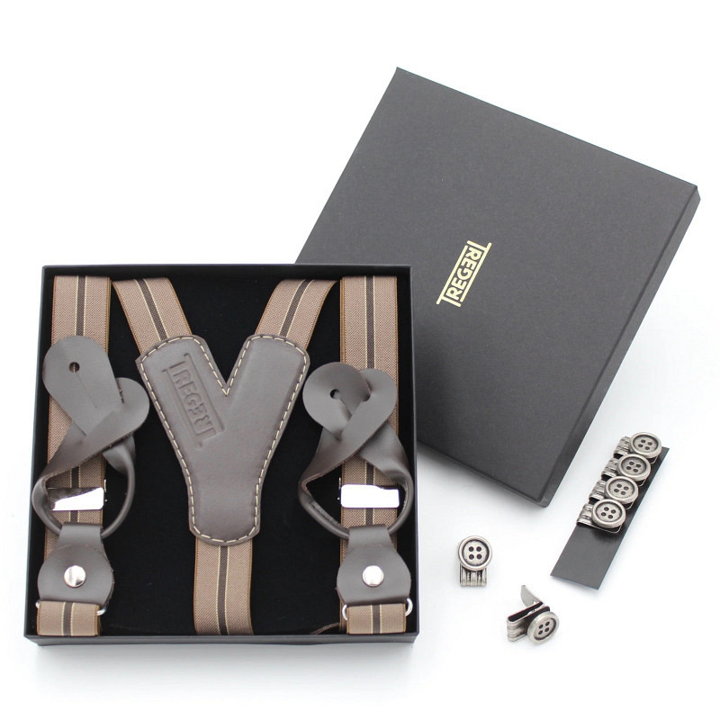 Hosenträger braun gestreift schmal