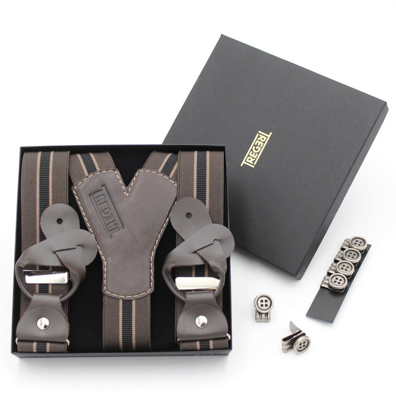 Hosenträger braun gestreift breit