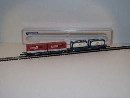 Hobbytrain H23716 DB Container-Doppeltragwagen beladen mit Containern "CrossRail" und "BTT"