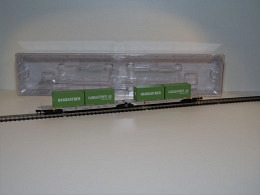 Fleischmann 825306 AAE Doppel-Containertragwagen beladen mit Containern "Hangartner AG"