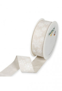 Druckband "Schneesterne" Leinen 35mm