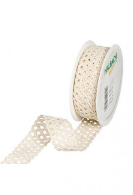 Baumwollband "Makramee" cream 28mm