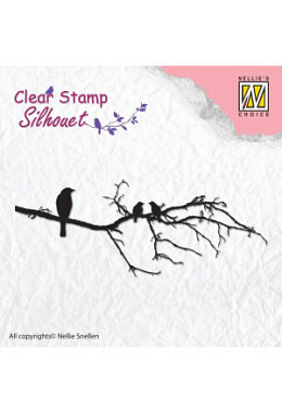 Silikonstempel "Ast mit Vögeln"