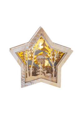 Winterlandschaft Rehe im Wald Sternform leuchtend