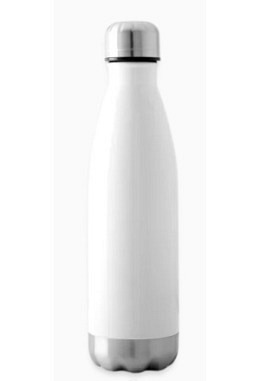 Edelstahl Thermosflasche weiss, Boden silber 350 ml