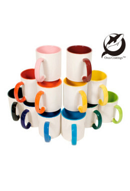 Tasse für sublimation mit farbigem Henkel