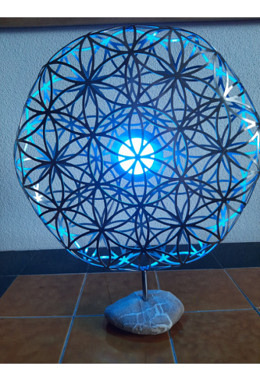 Blume des Lebens Tischlampe mit Stein sockel